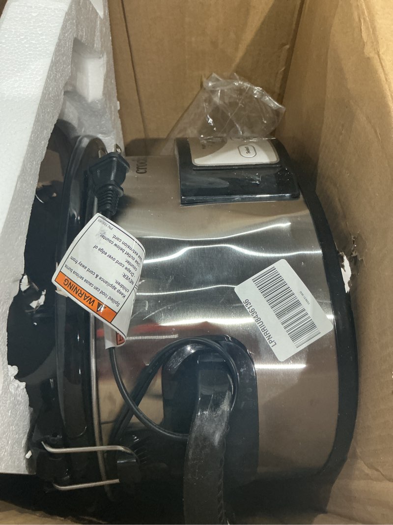 Condition photo showing As Is for crock-pot 6 quart cook & carry programmable slow cooker with digital timer stainless steel (cpscvc60ll-s) pack of 1 digital display