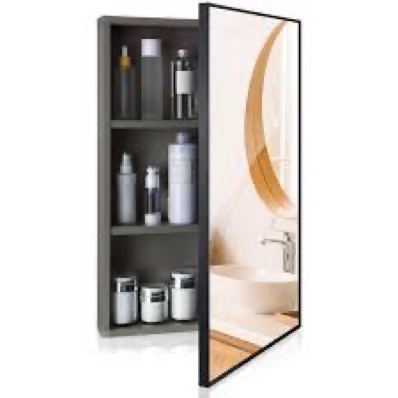 16x24 Inch Medicine Cabinet with Mirror, Recessed or Surface Mount Bathroom Medicine Cabinet with LE