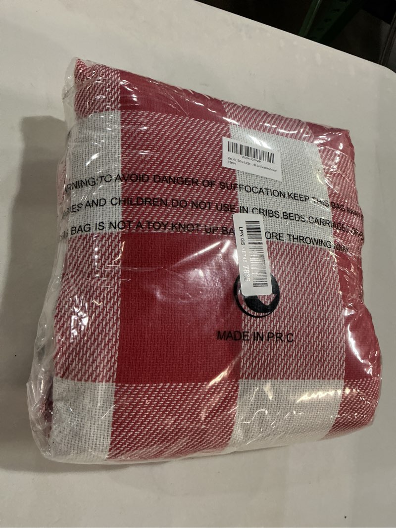 Condition photo showing Good Condition for extra large outdoor picnic blanket camping beach mat mama mommy mom ever from daughter son birthday groom bride law step mom stepmom present regalos para el día de las madres mujer 80''*80'' plaid red