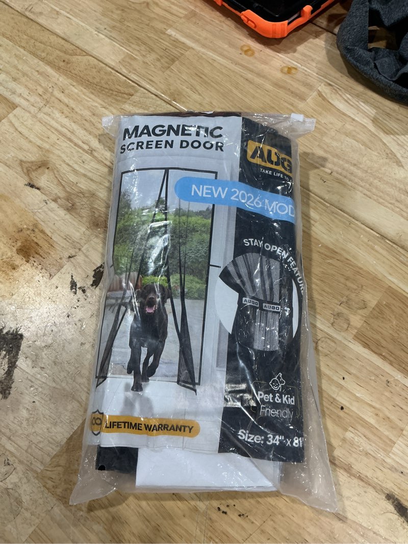 Condition photo showing Good Condition for augo magnetic screen door - self sealing, heavy duty, hands free mesh partition keeps bugs out - pet and kid friendly - patent pending keep open feature - 38 inch x 81 inch