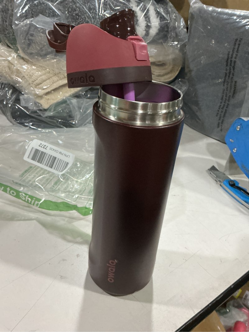 Condition photo showing Good Condition for owala freesip insulated stainless steel water bottle with straw, bpa-free sports water bottle, great for travel, 24 oz, black cherry black cherry 24 ounces