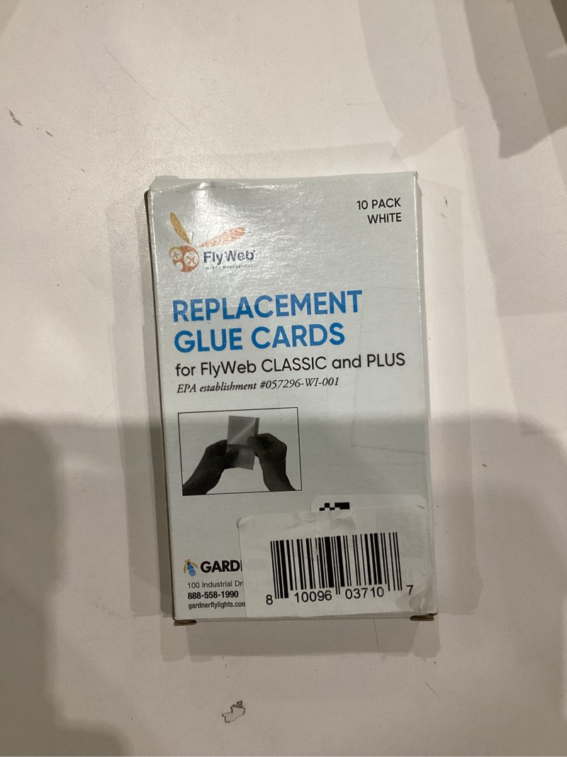 Condition photo showing As Is for Gardner FlyWeb Fly Light Glue Boards 2 Pack of 10 Replacement Glue Boards Flyweb Classic Fly Light and Flyweb Plus - Trap Fruit Flies, Mosquitoes, Bugs and Other Flying Insects(White) Gray Each