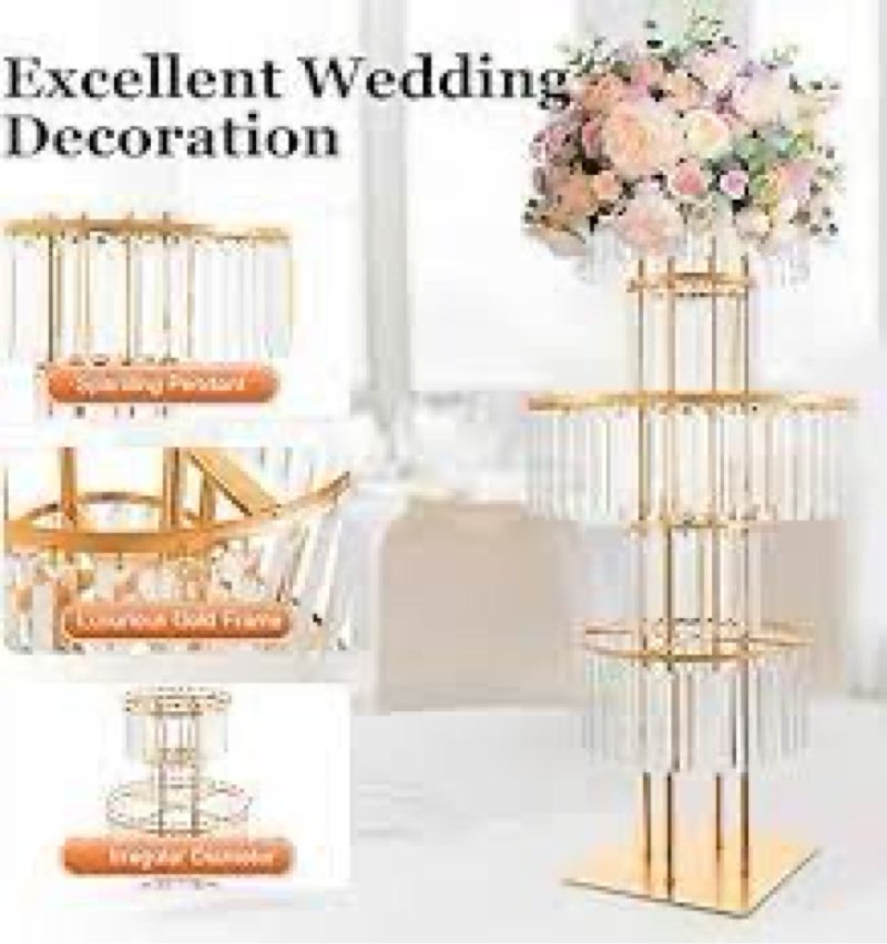5-Tier Crystal Wedding Flower Stand,Wedding Road Lead,Wedding Centerpieces for Tables, for Wedding Party Ceremony Decoration