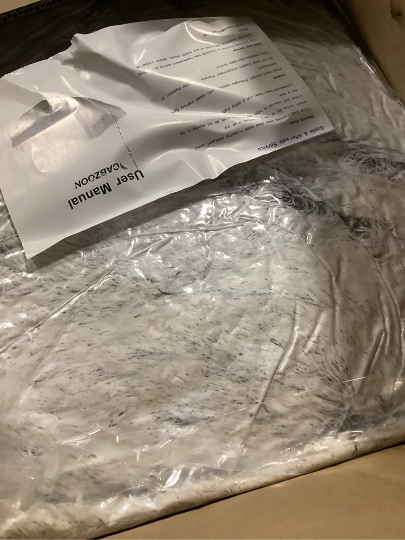 Condition photo showing Good Condition for 71"x44"x12.5" Human Dog Bed for Adult Faux Fur Washable Human Dog Bed Portable Handle, Egg Orthopedic Foam Human Bed Extra Large with Present Blanket Grey 71''x44''x12.5'' Grey Human Dog Bed