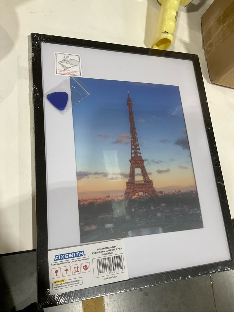 Condition photo showing As Is for FIXSMITH 11x14 Picture Frame 2 Pack, Photo Frame with HD Plexiglass, Display Pictures 8x10 with Mat or 11x14 Without Mat, Black Picture Frames Collage Wall Decor, Gallary Wall Frame 2 11"×14"