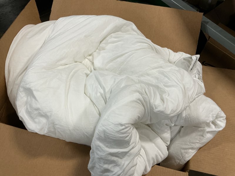 Condition photo showing As Is for  ( incomplete  () Bedsure California King Size Comforter Set, White Soft Prewashed Bedding for All Seasons, 3 Pieces GentleSoft™ Down Alternative Bed Set, 1 Lightweight Comforter (104\"x96\") and 2 Pillowcases (20\"x36\") California King(104\"x96\") 02 - White