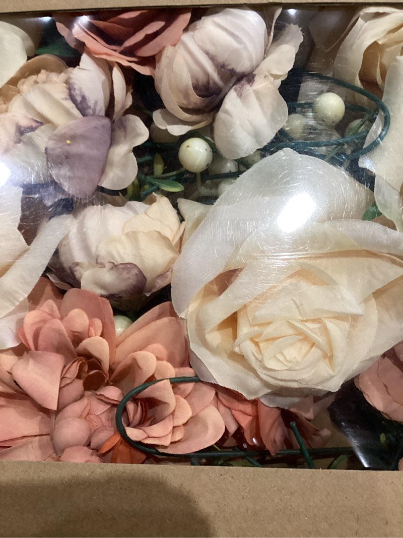 Condition photo showing As Is for Artificial Flowers Fall, Orange Faux Flowers with Stems Silk Mix Peony Combo Box Set for DIY Bridal Wedding Bouquets Table Centerpieces Baby Shower Party Home Decorations Burnt Orange 1