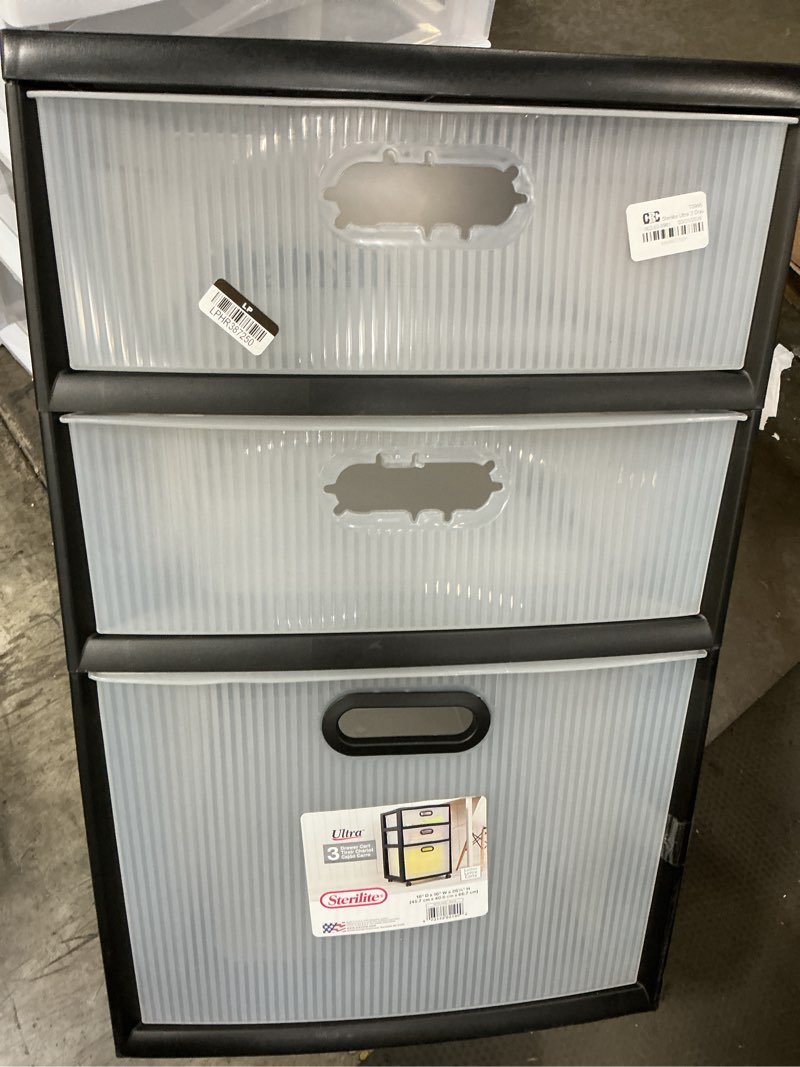 Condition photo showing As Is for sterilite ultra 3 drawer storage cart black