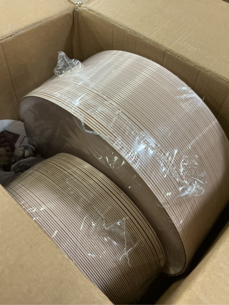 Condition photo showing New/Like New for pulote 100pcs pink plastic plates - heavy duty pink and gold disposable for party, wedding, mother's day include 50 each (dinner & dessert) plates