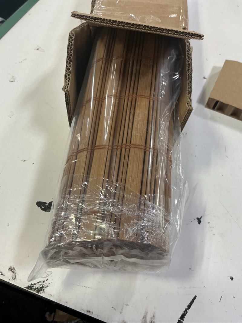 Condition photo showing Good Condition for chicology bamboo roman shades - customer favorite light filtering blinds for windows, premium quality, ideal for home, squirrel brown, 27" w x 48" h 27"w x 48"h squirrel