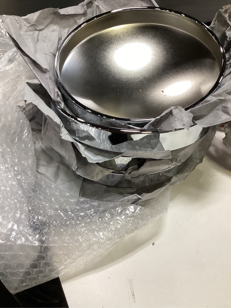 Condition photo showing Good Condition for 4 pcs chrome 8 inch hub caps dome metal 8" semi truck hub covers axle cap rear wheel covers set for semi truck hub covers for peterbilt freightliner baby moon hubcaps rear wheel caps