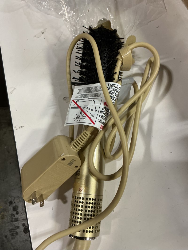Condition photo showing As Is for shark glossi 2-in-1 hot tool and air glosser, ultra-fast, ultra-glossy blowouts at-home, heat-controlled ceramic, curly, coily, and color friendly, liquid gold, ht302gd