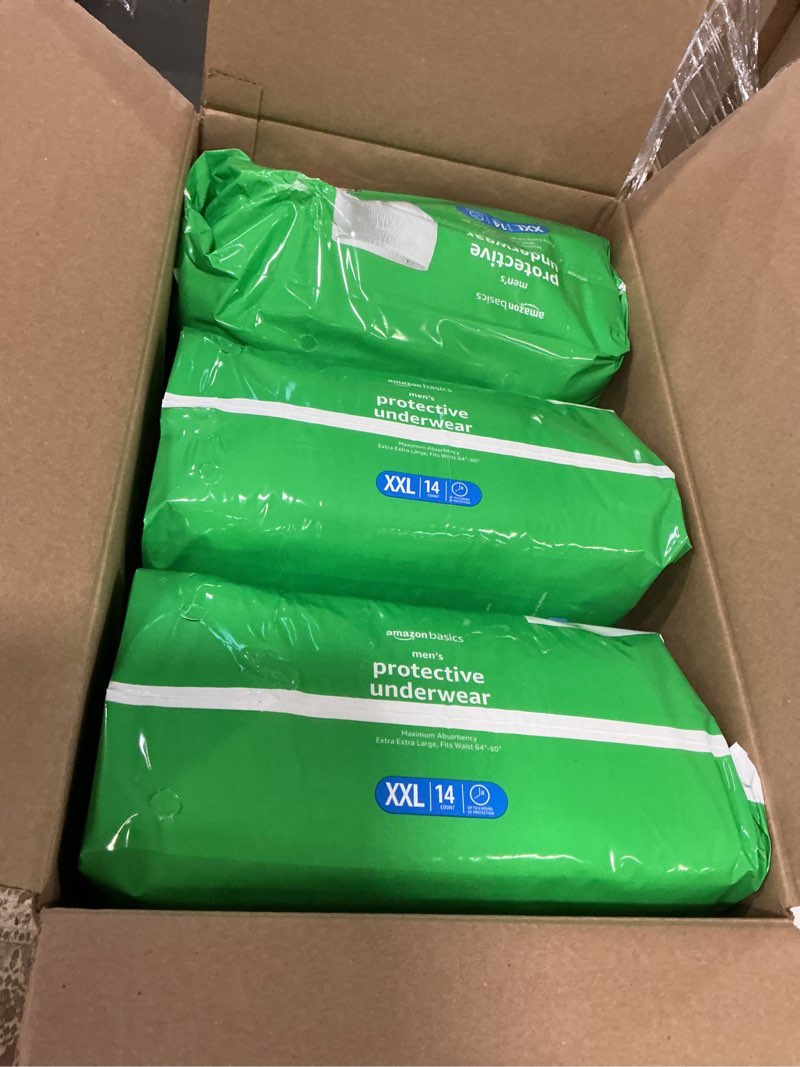Condition photo showing New/Like New for Amazon Basics Incontinence Underwear for Men, Maximum Absorbency, 2X-Large, 42 Count (3 Packs of 14) 2X-Large 42