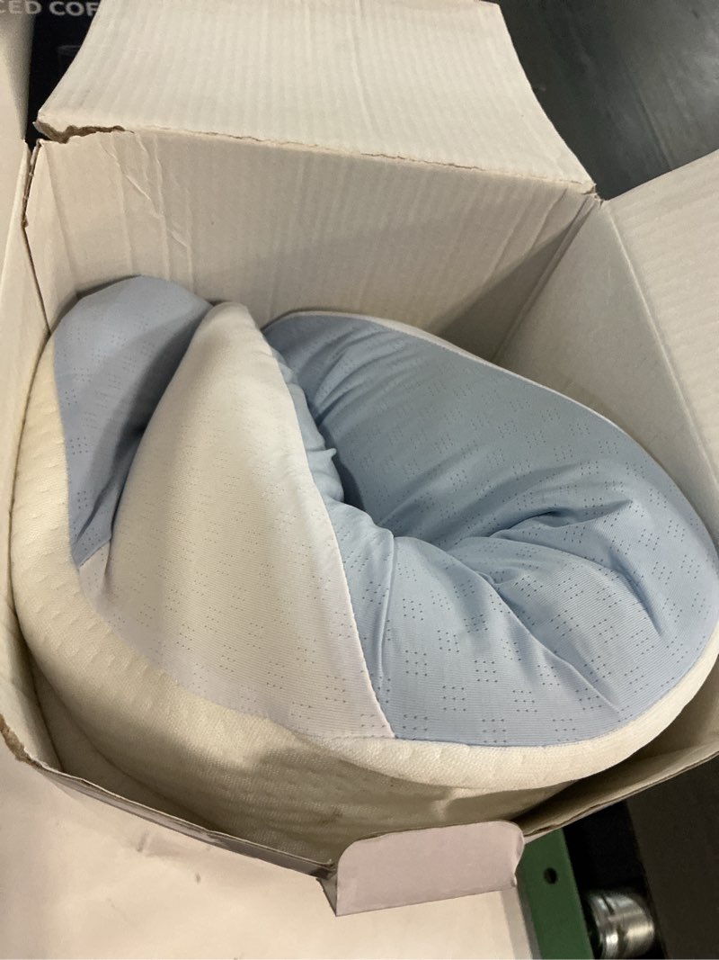 Condition photo showing Good Condition for Cervical Neck Pillow for for Back Stomach Sleepers, Double-Sided Ergonomic Contour Memory Foam Pillow with Washable Cooling Pillowcase Side Sleeper Pillows for Neck and Shoulder, Light Blue