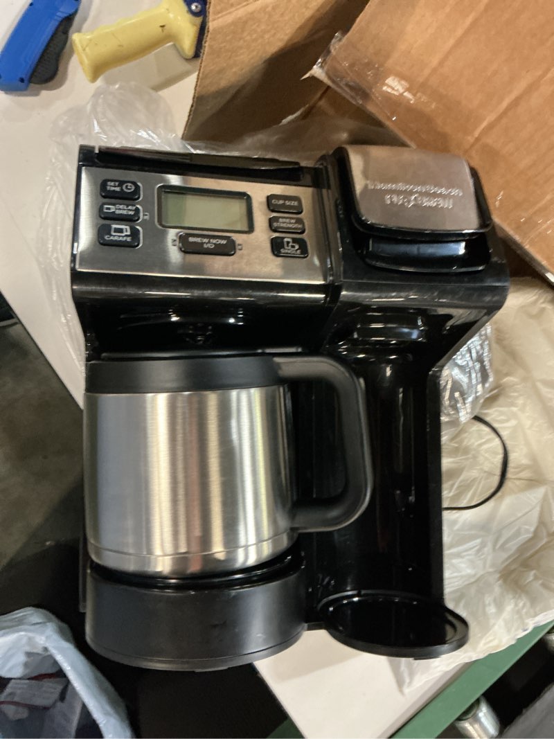 Condition photo showing Good Condition for hamilton beach flexbrew trio 2-way coffee maker, compatible with k-cup pods or grounds, combo, single serve & full 12c thermal pot, black and stainless – fast brewing 12 cups