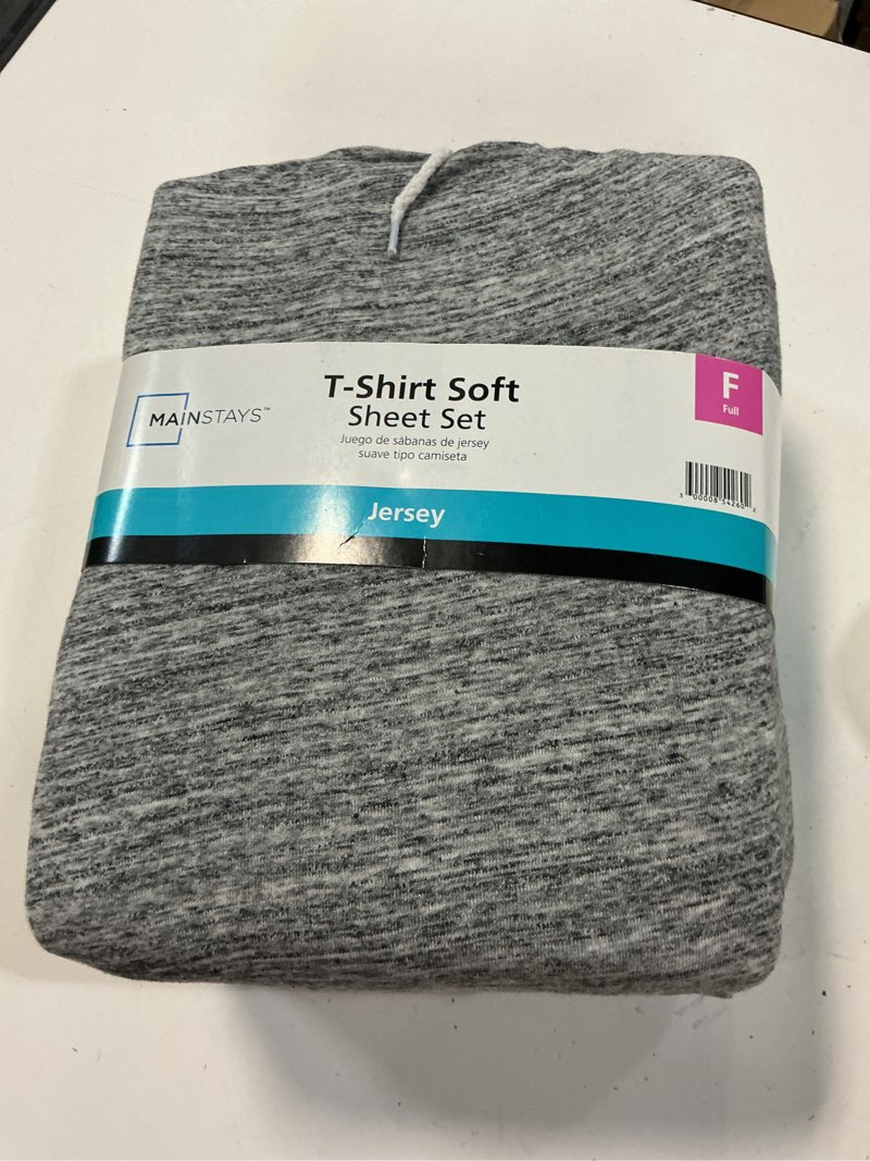 Condition photo showing Good Condition for mainstays adult extra soft jersey bed sheet set, full, grey spacedyed, 4 pieces