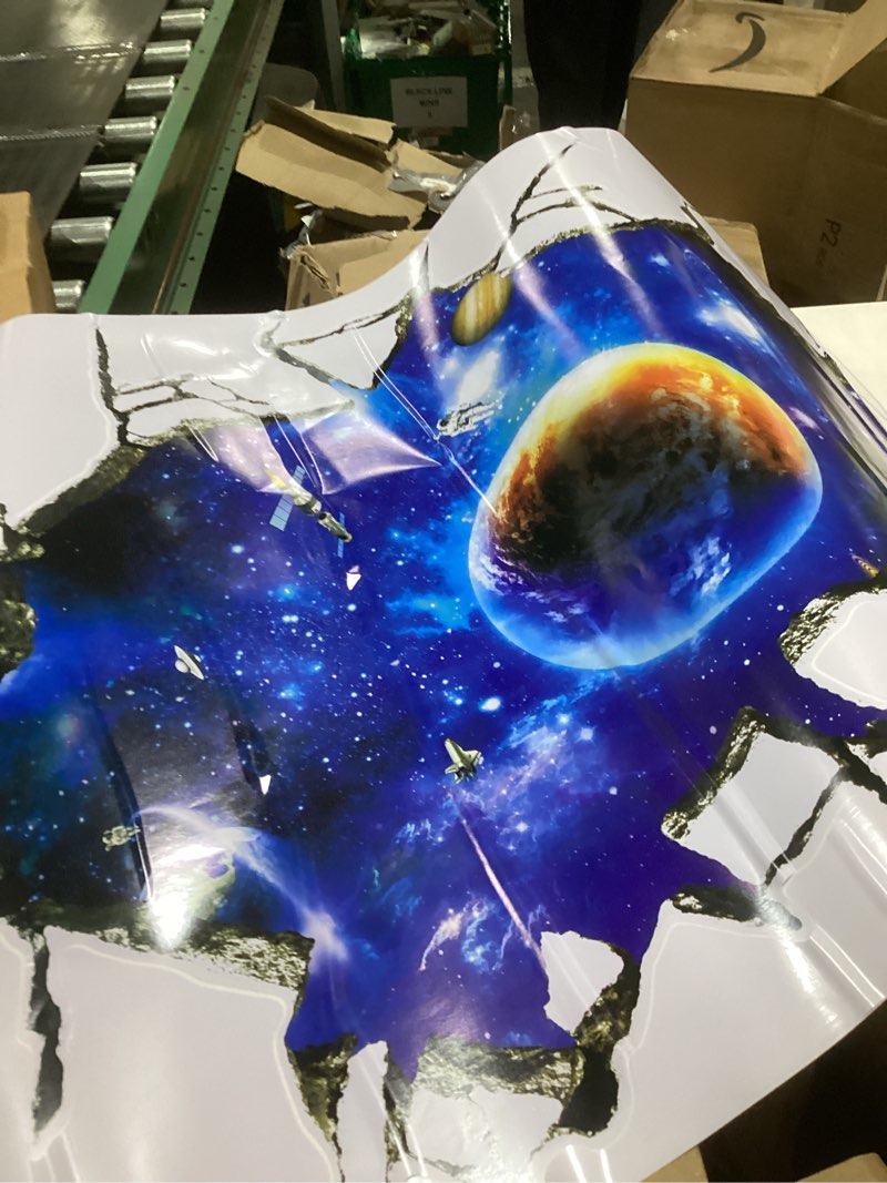 Condition photo showing Good Condition for 3D Planet Galaxy Astronaut Wall Stickers, DILIBRA Removable Universe Outer Space Spacecraft View Window Wall Decals for Kids Children Bedroom Living Room Decor