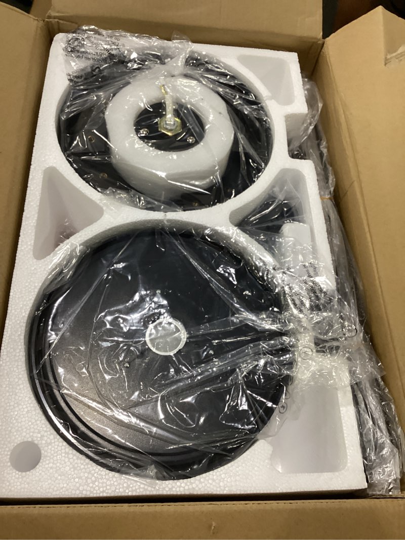Condition photo showing As Is for 41" black low profile ceiling fans with lights and remote, modern flush mount ceiling fan light with quiet reversible dc motor for bedroom kitchen 41" black 5 blades