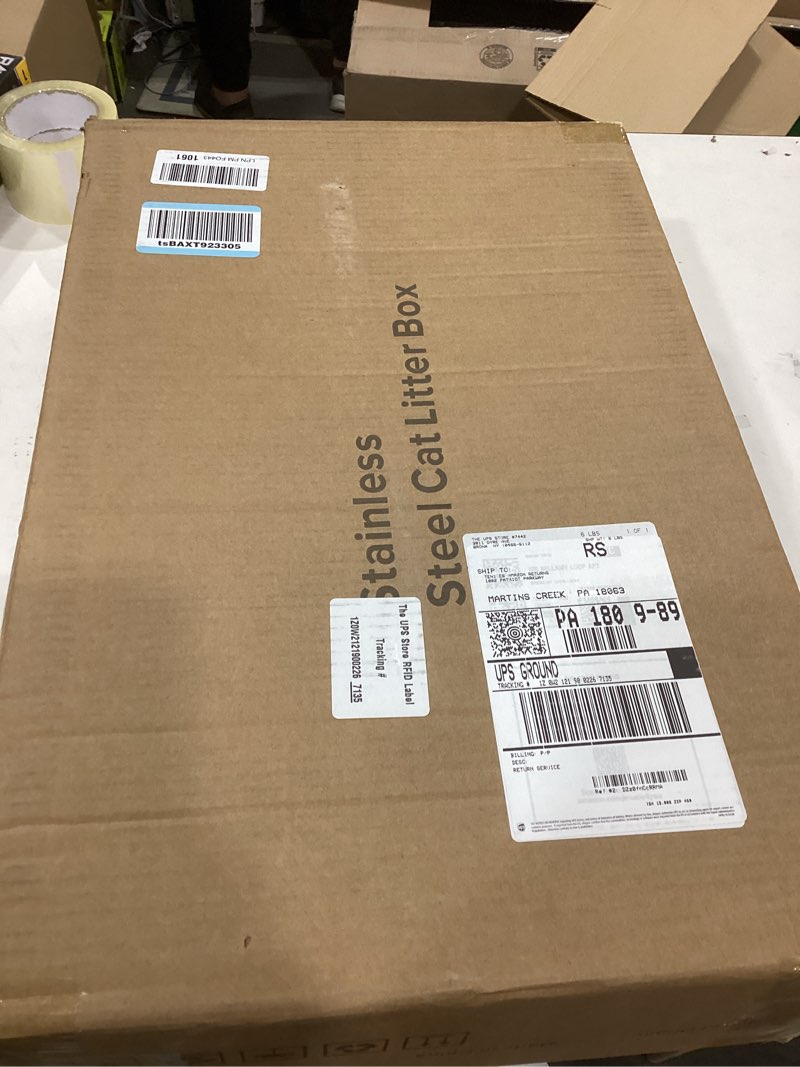 Condition photo showing New/Like New for Stainless Steel Litter Box | XL Enclosed Cat Litter Boxes with Lid for Big Cats | High Sided, Anti-Urine Leakage | Non-Stick Bottom & Includes Litter Mat & Metal Scoop