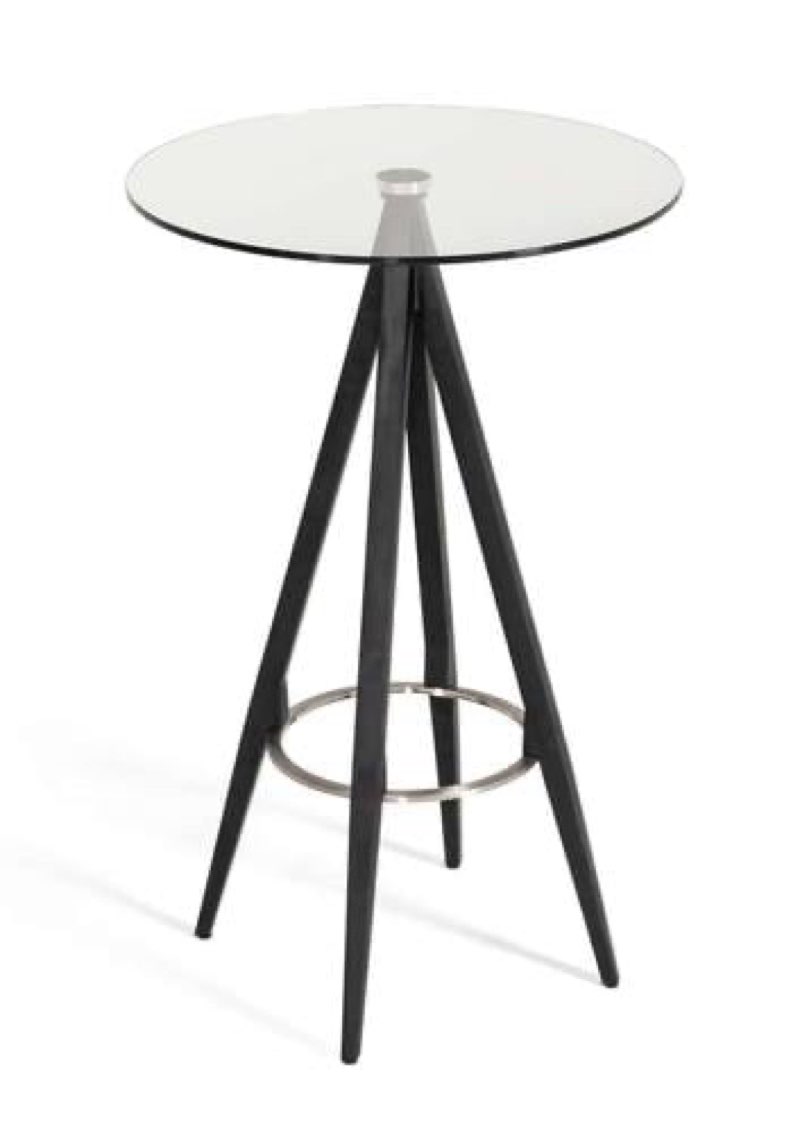 (Incomplete, top only) Modrest Dallas Clear Glass & Black Metal Bar Table