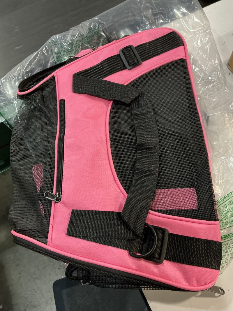 Condition photo showing Good Condition for Cat Carrier for Small Cats Soft-Sided Pet Carrier for Cats Puppies Small Pets Airline Approved Lightweight Comfortable Travel Cat Carrier (Small, Pink) Small-Pink
