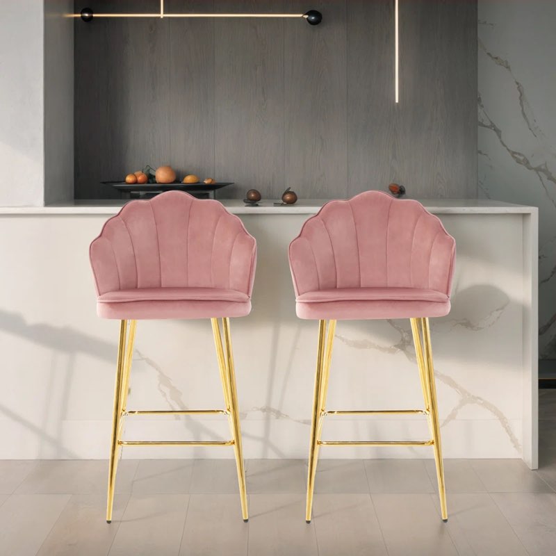 Velvet Upholstered Bar & Counter Stool(Set Of 2) (Set of 2)