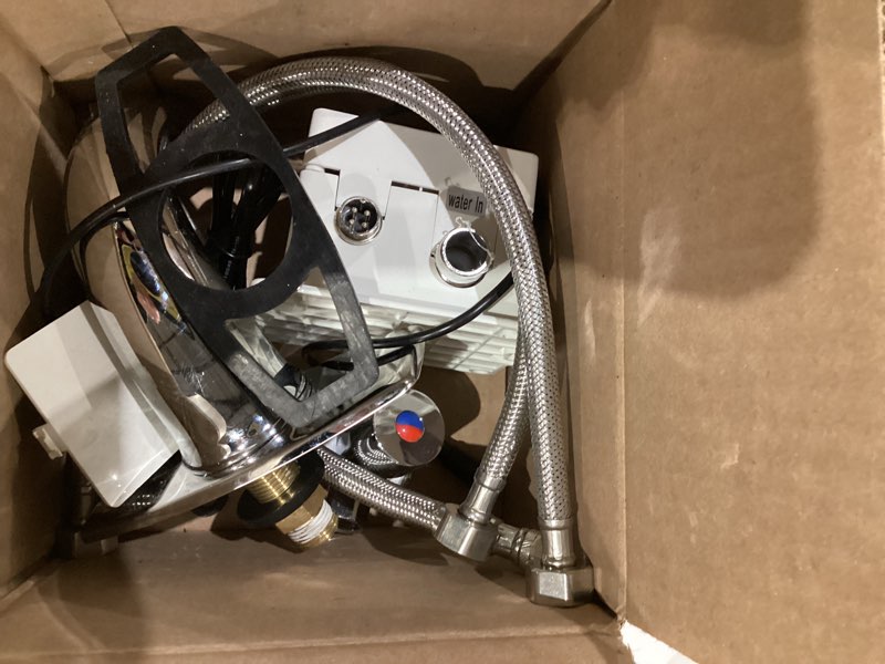 Condition photo showing As Is for Touchless Bathroom Sink Faucet Hands Free Automatic Motion Sensor Commercial Solid Brass Faucet with Deck Plate,1 Hole or 3 Hole,Chrome Chrome touchless faucet