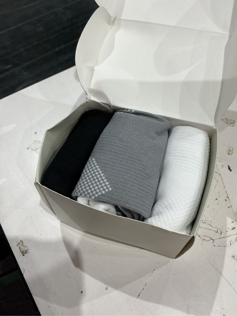 Condition photo showing Good Condition for fitrell 3 pairs compression socks for women and men 20-30mmhg-circulation support socks large-x-large black+white+grey