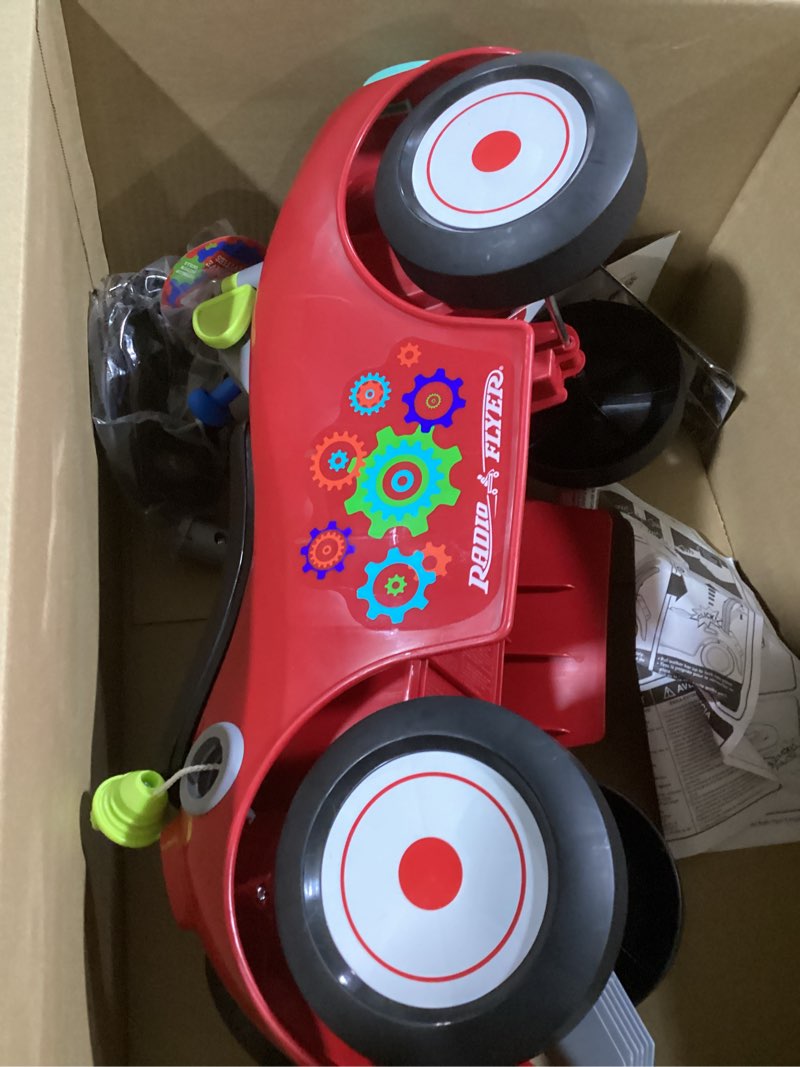 Condition photo showing As Is for Toddler Car Ride On, Toddler Toys for Ages 1-3, Baby Toys, Radio Flyer Busy Buggy, Red, Sit to Stand Ride On