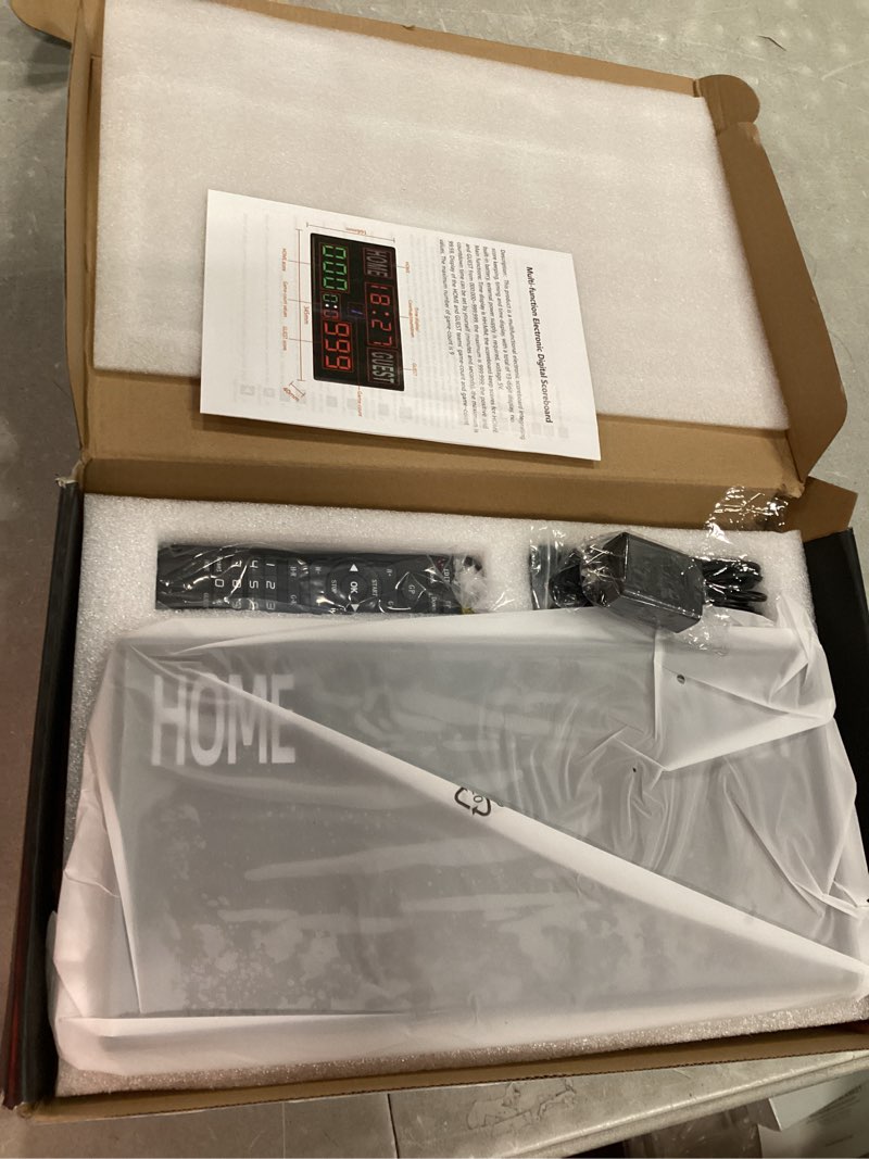 Condition photo showing Good Condition for scoreboard electronic digital score keeper with remote basketball scoreboard sports score ticker with timer 24h real time for football/cornhole hole/ping pong/table tennis dart indoor&outdoor games black