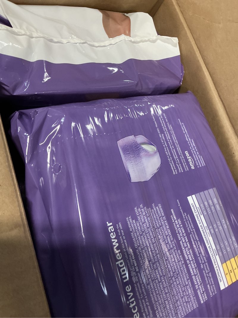 Condition photo showing New/Like New for (box 4bpack)amazon basics postpartum incontinence underwear for women, maximum absorbency, fresh protection, bladder leak protection, disposable, xx-large, lavender, 14 count xx-large 14.0