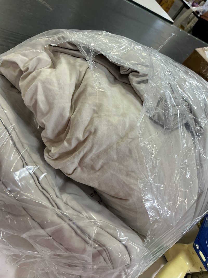 Condition photo showing As Is for wrensonge light oatmeal queen comforter set, 7 pieces soft microfiber comforters queen size with fitted sheet, flat sheet, 2 pillow shams, and 2 pillowcases- warm bedding sets queen for all season light oatmeal queen(90"*90")