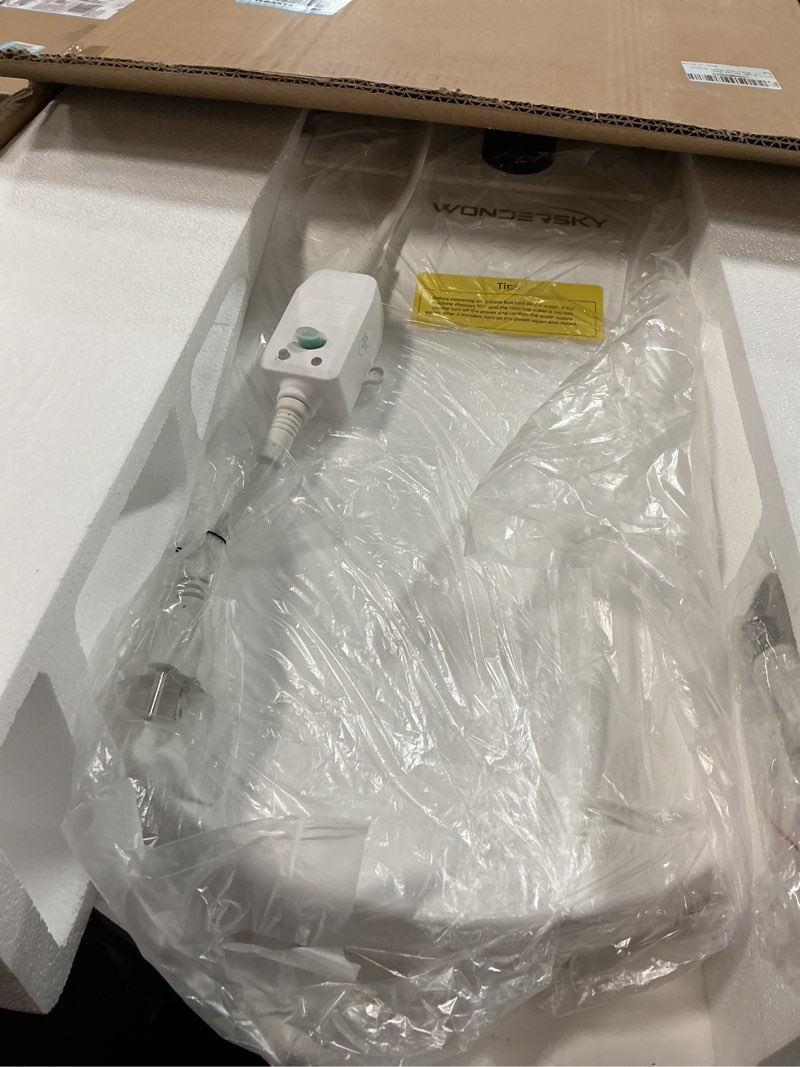 Condition photo showing Good Condition for round bidet toilet seat, smart heated toilet seat with warm water and dryer, soft close bidet seat with adjustable temperature, stainless steel nozzle