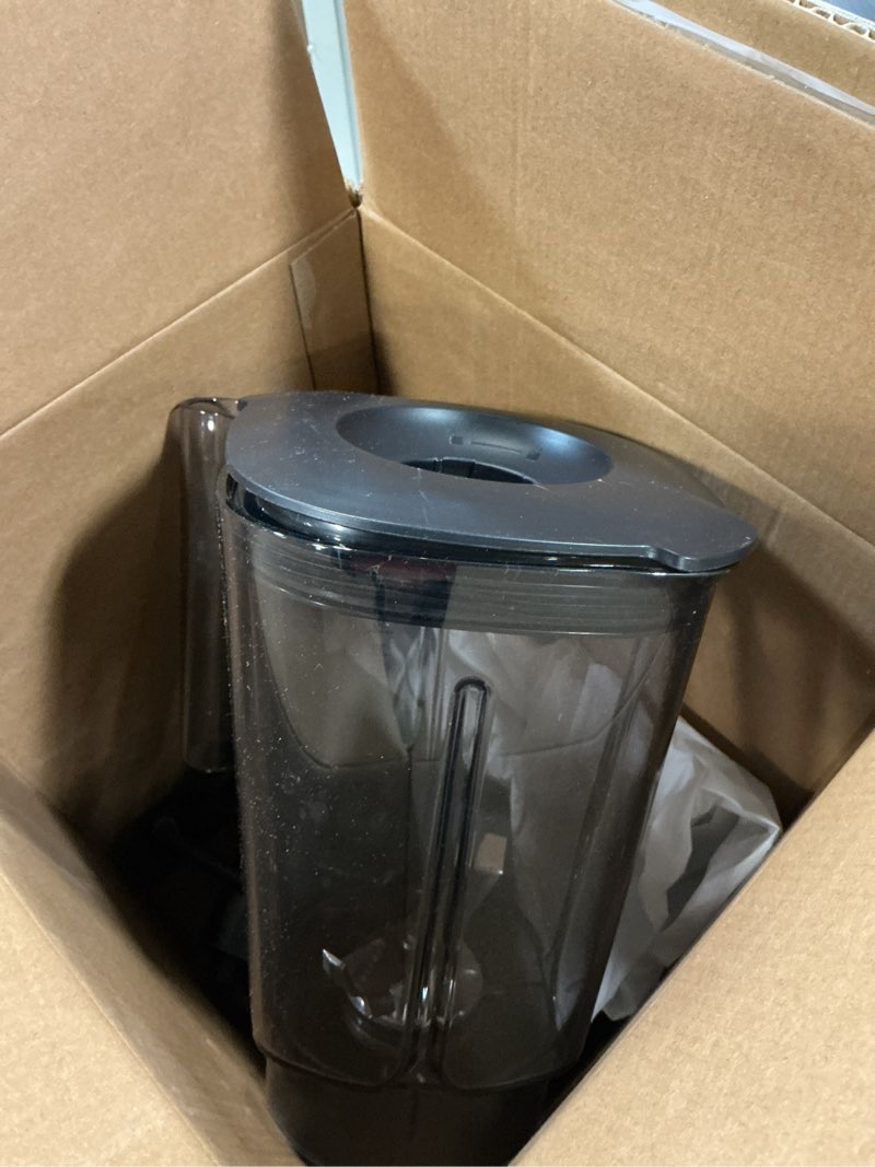 Condition photo showing Good Condition for Chefman Obliterator 48 oz Countertop Blender for Smoothies, 1380W Motor to Crush Ice, Nuts, and Frozen Fruit with Stainless Steel Blade, Auto Blend Function, Includes Tamper and Scraper - Midnight MIDNIGHT Power Blender