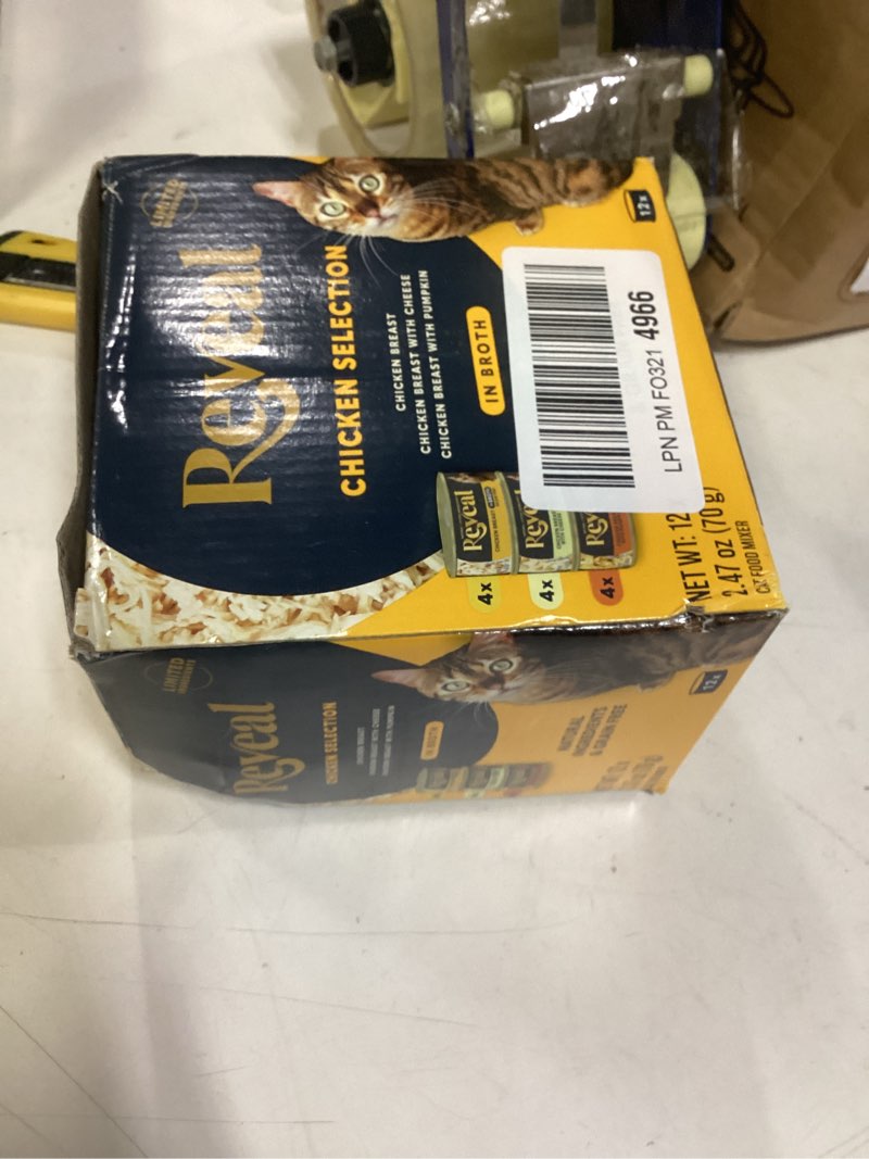 Condition photo showing New/Like New for Reveal Natural Wet Canned Cat Food, Limited Ingredient, Grain Free, High Protein with No Artificial Additives, Chicken Variety in Broth, 2.47 oz Cans Chicken Variety 2.47 Ounce (Pack of 12)