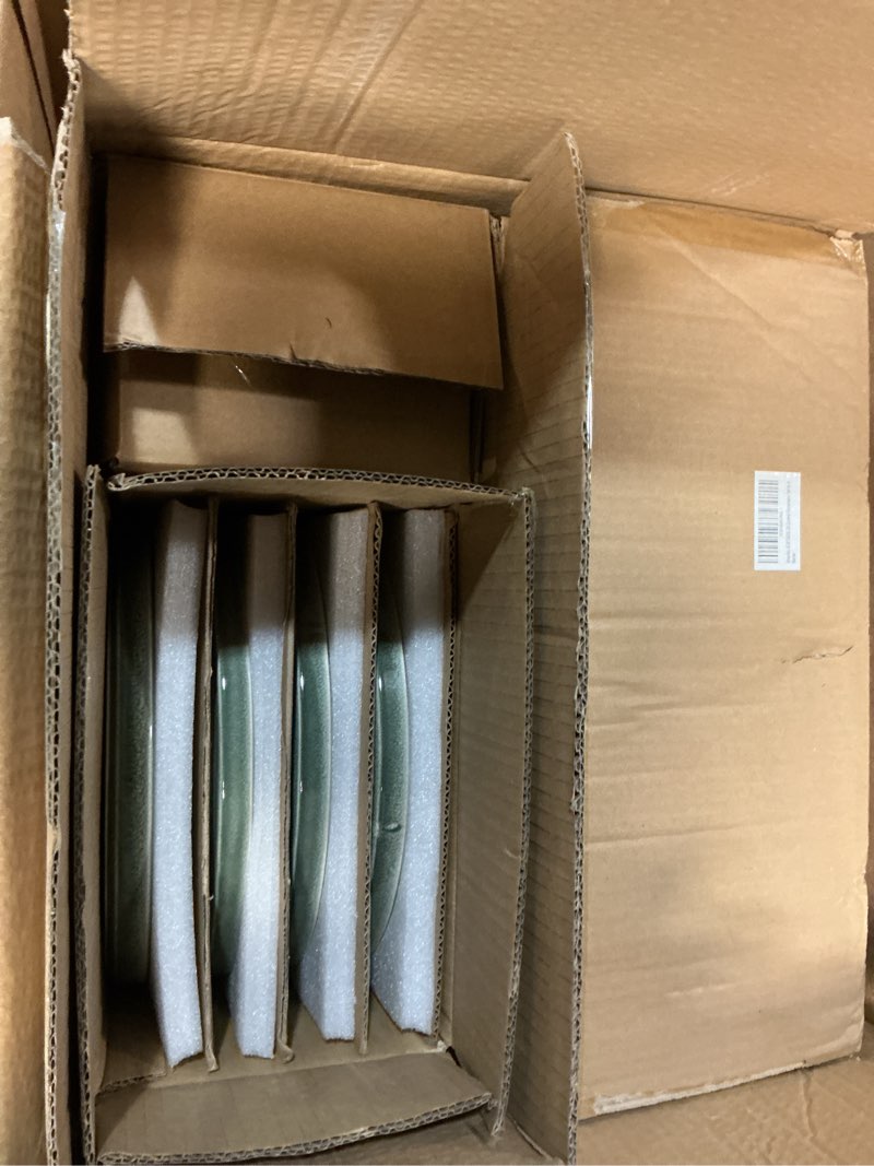 Condition photo showing New/Like New for AmorArc Ceramic Dinnerware Sets, Handmade Reactive Glaze Stoneware Plates and Bowls Sets,Highly Chip and Crack Resistant | Dishwasher & Microwave Safe Dishes Set, Service for 8 (24pc) Jade Green Service for 8