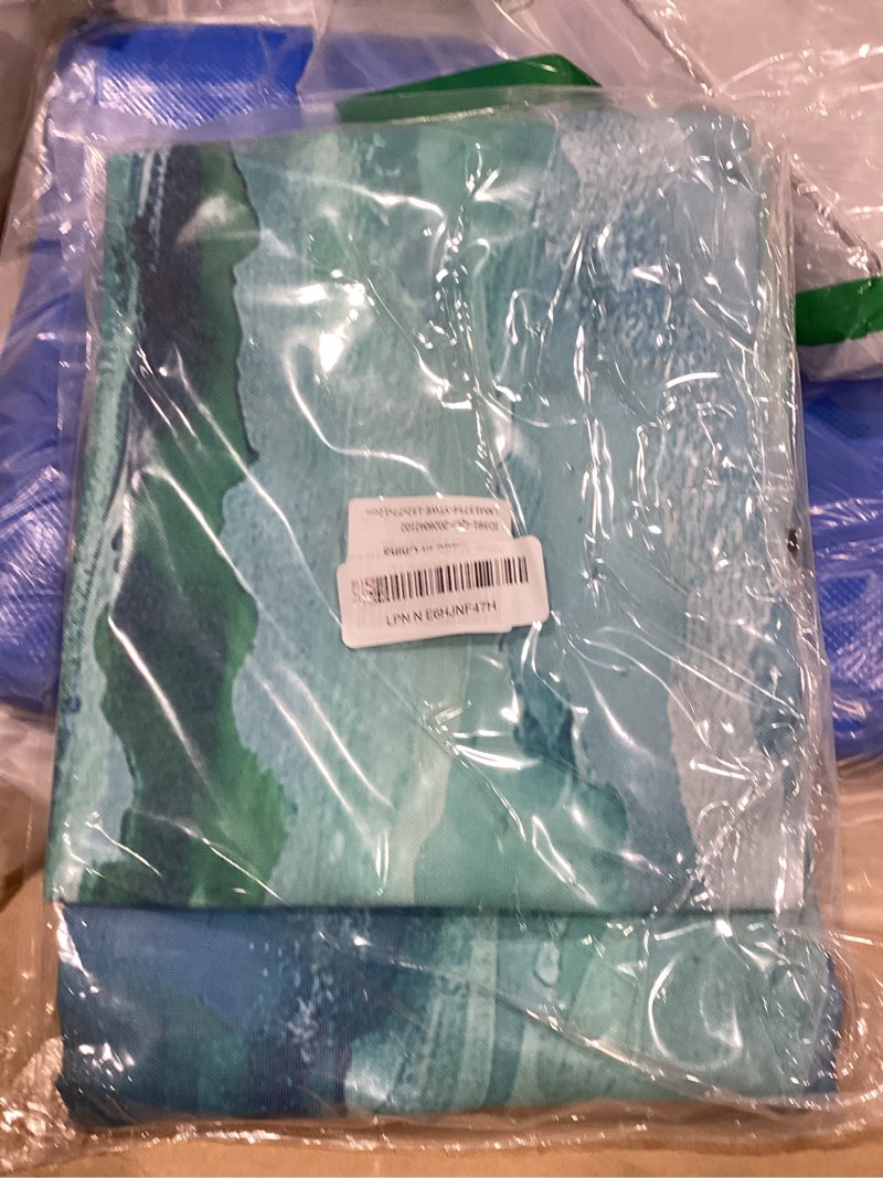 Condition photo showing New/Like New for outdoor tv cover 52-55 inch weatherproof, teal coastal outdoor tv enclosure with zipper & roll up front flap, summer beach nautical abstract art waterproof tv covers for outside flat screen tv