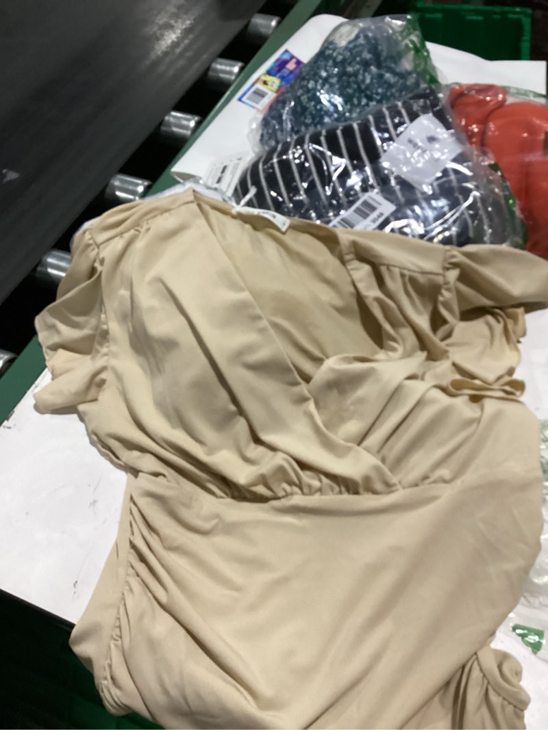 Condition photo showing Good Condition for grace karin 2025 womens tops summer wrap blouse v neck ruffle sleeve dressy casual top ruched trendy clothes medium apricot