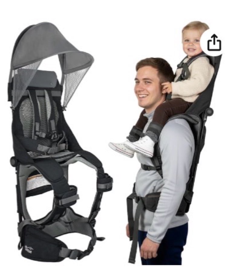 wipha hiking backpack carrier, lightweight toddler shoulder carrier with sun shade, saddle toddler b