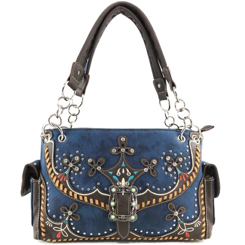 spring moccasin floral buckle handbag