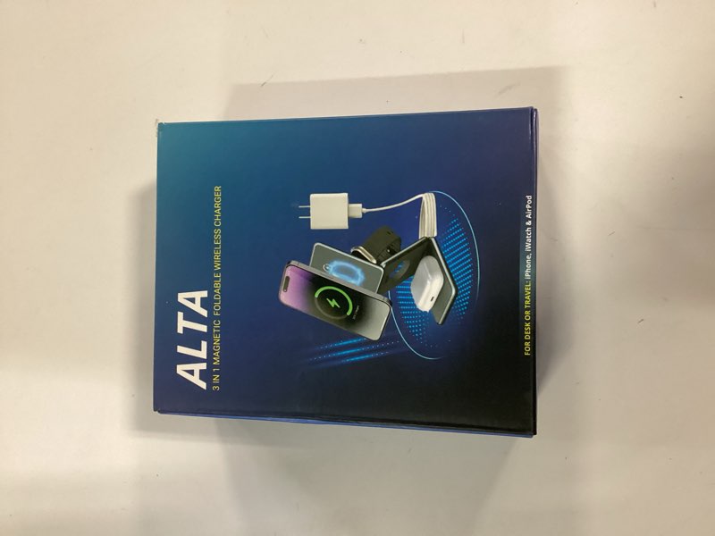 Condition photo showing New/Like New for 3-in-1 Magnetic Wireless Charger for iPhone, Apple Watch & AirPods – Fast Charging Station, Foldable Dock for Travel & Desk, Compatible with All iPhone Models, with 20W Adapter Black