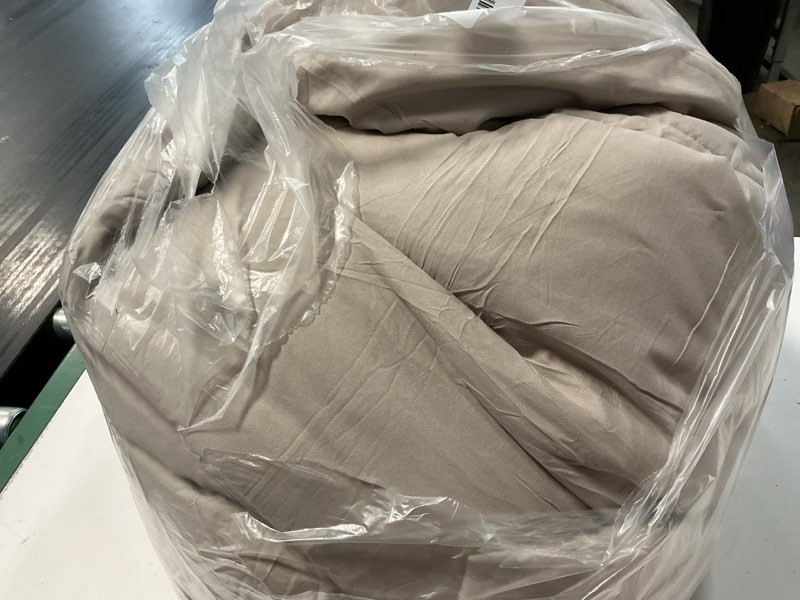 Condition photo showing Good Condition for cozylux full size comforter sets oatmeal, 7 pieces pintuck bed in a bag oatmeal comforter full size, pinch pleat bedding sets with all season comforter, sheets, pillowcases & shams oatmeal full