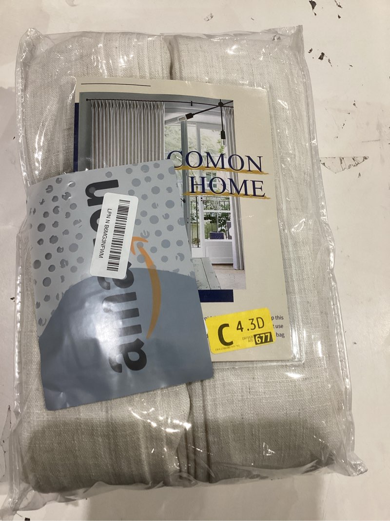 Condition photo showing Good Condition for 86 Inch Long Pinch Pleated Linen Curtains 2 Panels Set for Living Room 350GSM Thick Linen Textured Drapes Pinch Pleat Natural Cream Birch Semi Sheer Curtain for Dining Room Office Sliding Glass Doors 40"W x 86"L (Pack of 2) Natural
