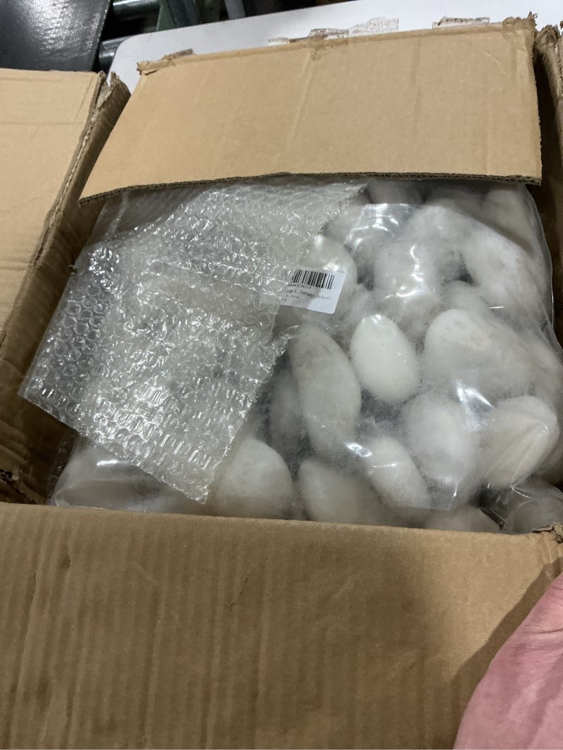 Condition photo showing Good Condition for 40 lbs White River Rocks for Landscaping, 2-3 Inch Polished Pebbles for Indoor Plants, Decorative White Stones for Planters, Vase, Aquarium, Fish Tank and Garden 2-3 Inch 40 Pounds