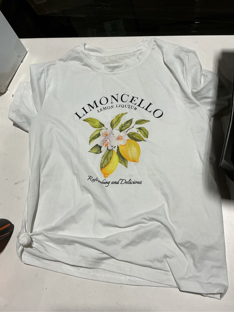 Condition photo showing As Is for sweatyrocks women's lemon shirts letter fruit printed graphic tees short sleeve casual t-shirt small white