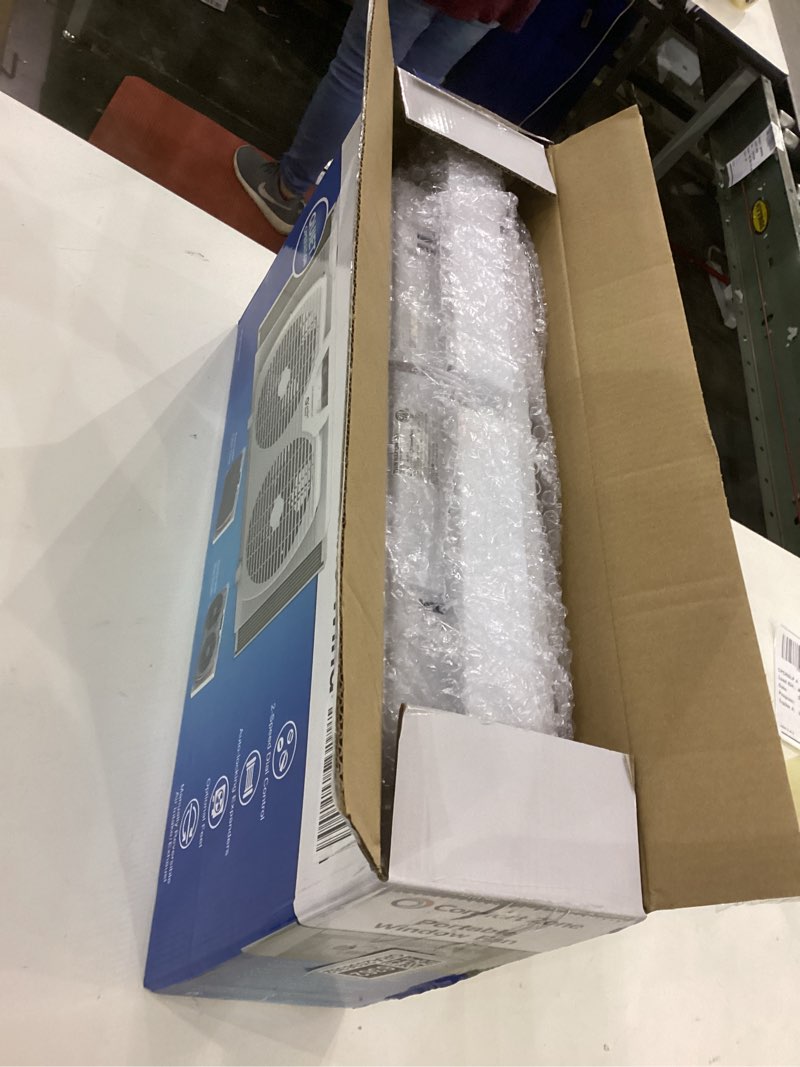 Condition photo showing New/Like New for Comfort Zone Twin Window Fan with Reversible Airflow Control, 9 inch, Auto-Locking Expanders, 2 Speed Fan, Dual Fan, Exhaust, Airflow 9.84 ft/sec, Ideal for Home, Kitchen, Bedroom & Office, CZ319WT White 9"