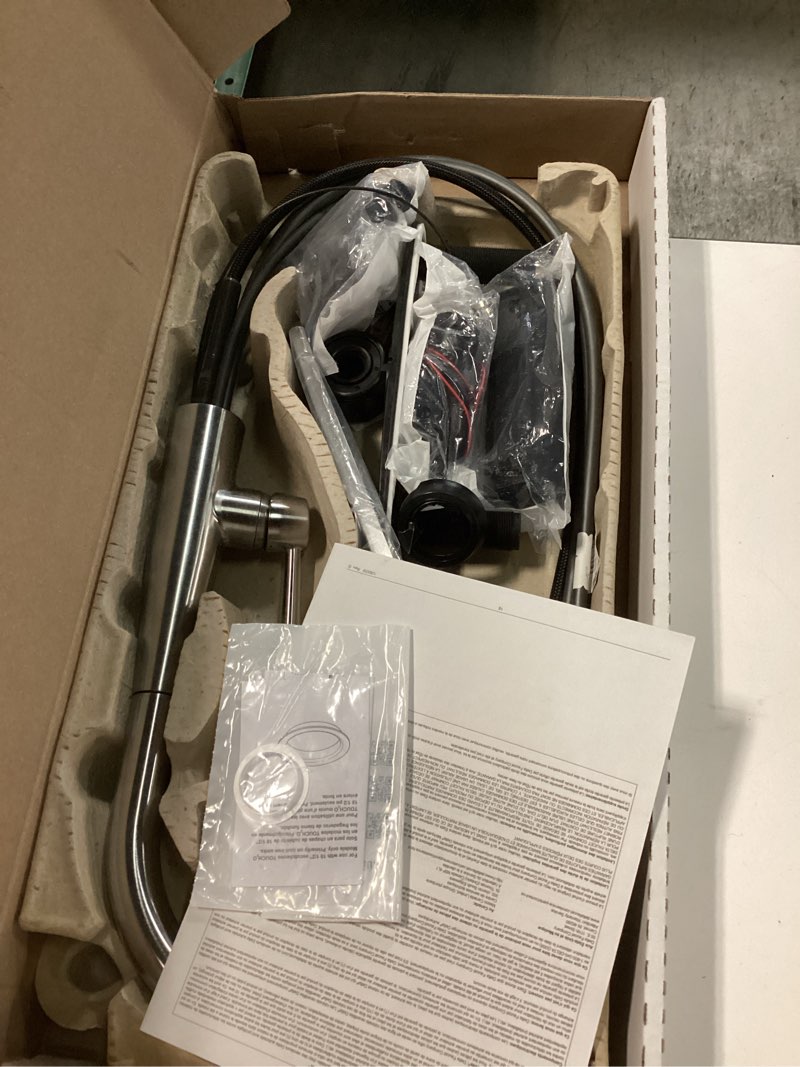 Condition photo showing Good Condition for delta faucet essa touch kitchen faucet, brushed nickel kitchen faucet with pull down sprayer, kitchen sink faucet, touch faucet for kitchen sink, delta touch2o, arctic stainless 9113t-ar-dst arctic stainless touch activation