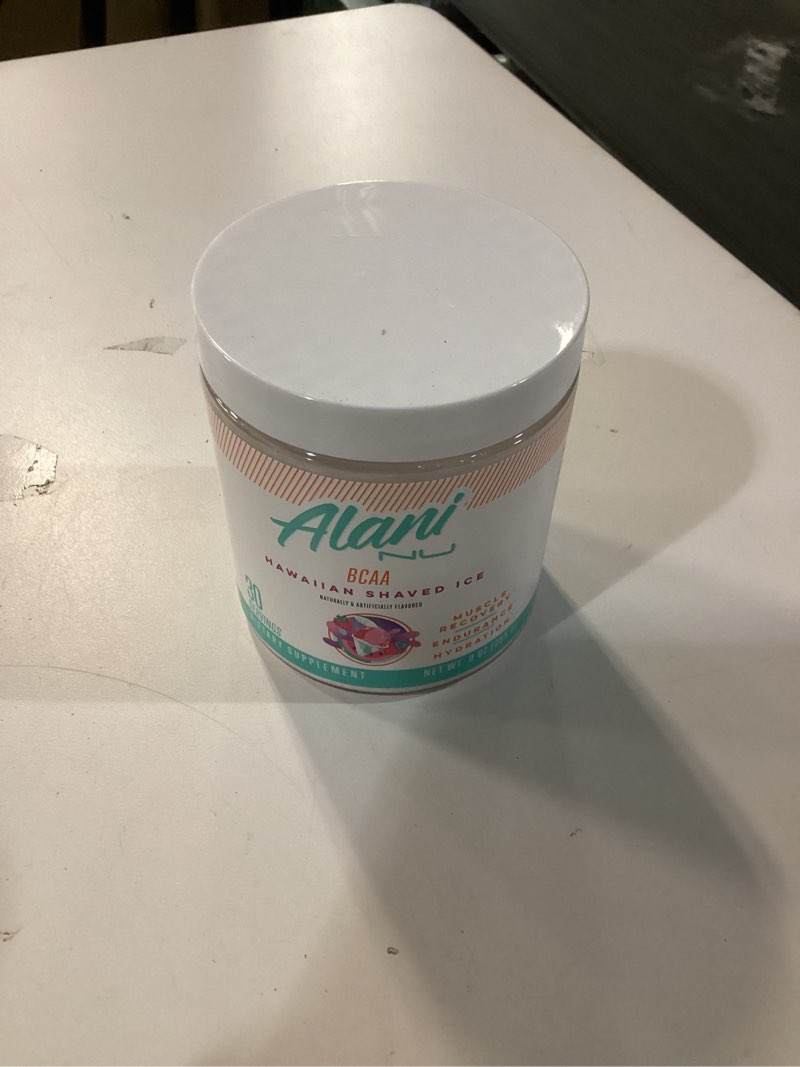 Condition photo showing New/Like New for ( best by 10/2027 ) Alani Nu BCAA Hawaiian Shaved ICE | Branch Chain Essential Amino Acids | 2:1:1 Formula | Supplement Powder | Muscle Recovery Vitamins for Post-Workout | 30 Servings
