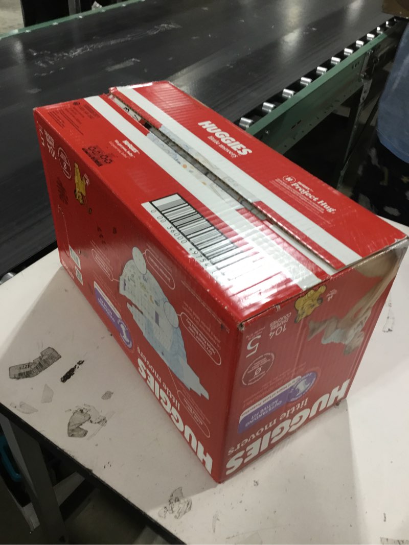 Condition photo showing New/Like New for Huggies Size 5 Diapers, Little Movers Baby Diapers, Size 5 (27+ lbs), 104 Count, Packaging May Vary Size 5 104