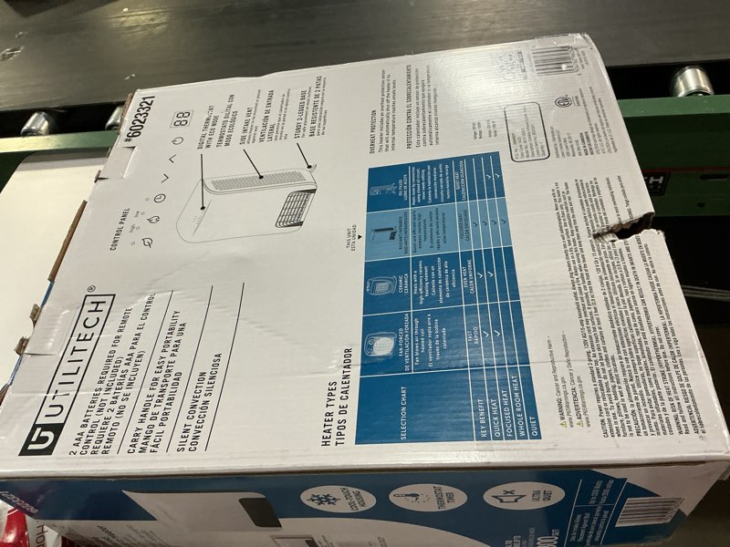 Condition photo showing As Is for Utilitech 1500-Watt 120 -Volt Heater fan Heater ( 14.76-in L x 16.93-in H Grille )